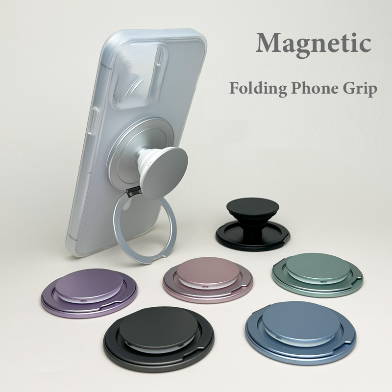 Magsafe Ultra-Thin Foldable Phone Grip Magnetic Phone Holder for iPhone & Android 360 Rotation Wireless Charger Compatible