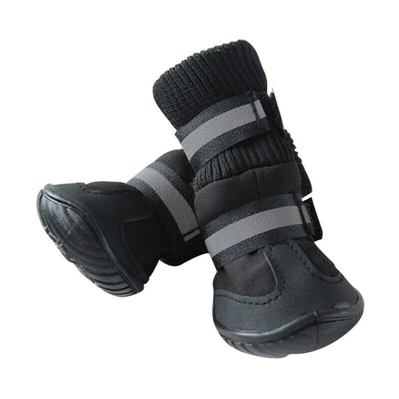 4 szt. Buty dla psa ochraniacze na stopy ochraniacze na łapy antypoślizgowe wodoodporne, odporne na deszcz zimowe buty ocieplane: czarny / Xl