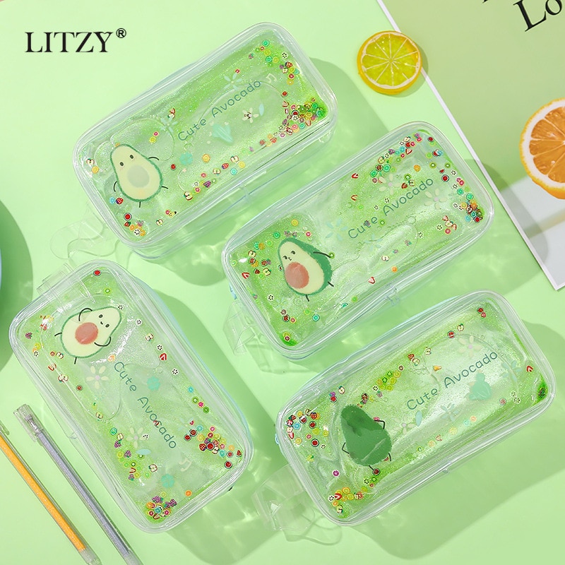 Avocat Transparent, boîte à crayons, trousse à crayons pour filles, papeterie, fournitures scolaires, porte-crayon