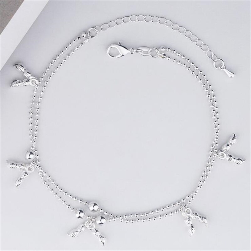 Kofsac Zomer 925 Sterling Zilveren Enkelbanden Voor Vrouwen Leuke Pinda Enkels Chain Armbanden Barefoot Sandal Beach Voet Sieraden