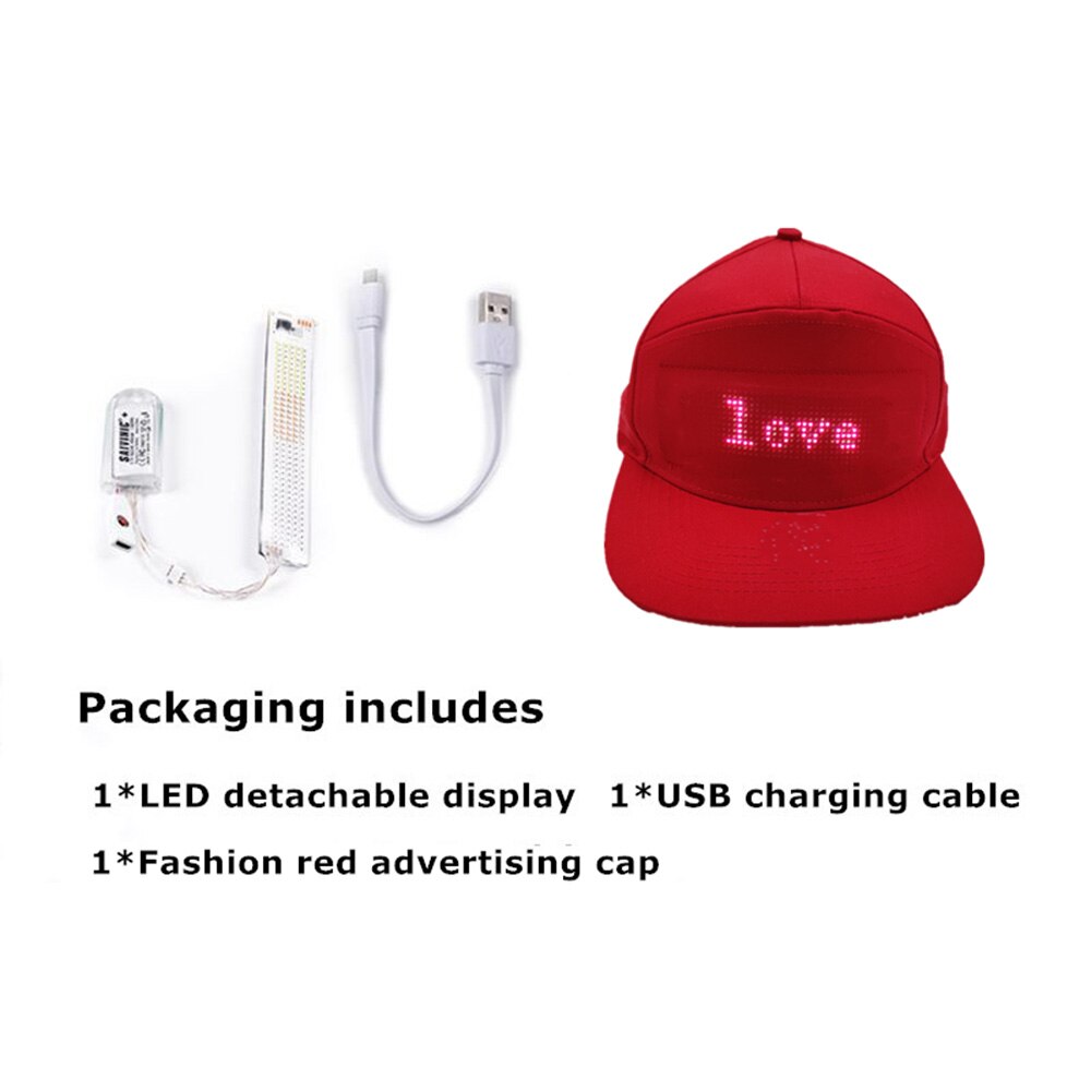 Gorras RGB LED, gorras con pantalla LED para mensajes para Navidad, , cumpleaños, campaña