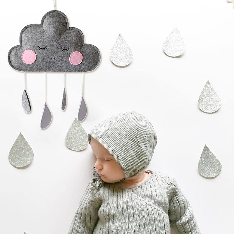 Décor de crèche en feutre, nuage de pluie, mignon, Style nordique, décoration de chambre d'enfants, accessoires Photo de bébé, décoration murale pour la maison,