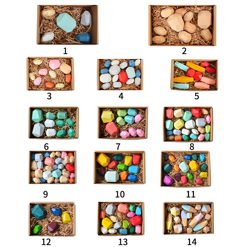Kinderen Houten Regenboog Kleur Steen Bouwsteen Educatief Speelgoed Creatieve Nordic Stijl Stapelen Spel
