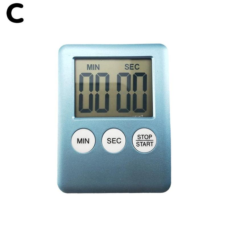 Alarm Timer Kitchen Mini LCD Digital Display Square Countdown Alarm Magnet Clock Cooking Count Up Sleep Stopwatch Clock Timer: C