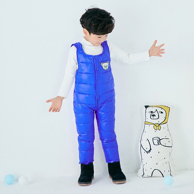 Capretti del bambino Giù Pant Boys & Girls Caldo in Piuma D'oca Globale per la Russia Inverno Bambini Pantaloni Per Bambini Tuta 2-4 Anni Del Bambino Pantaloni