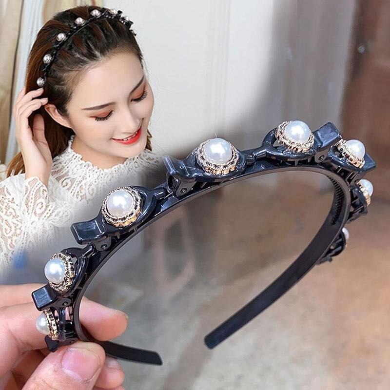 Hair Hoop Headband - Pearl Hair Band - Double Pony Hairstyle - Plastic Hair Accessories