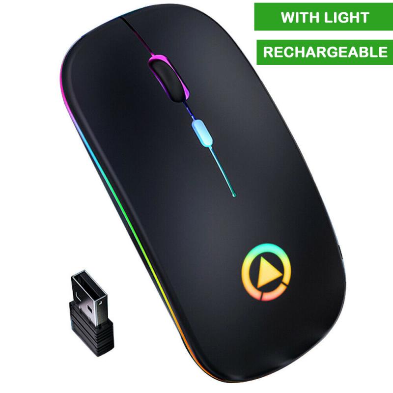 Drahtlose Maus RGB Wiederaufladbare Maus Drahtlose Computer Schweigen FÜHRTE Hintergrundbeleuchtung Ergonomisches Gaming Maus Für Laptop PC Büro: 02 Rechargeable