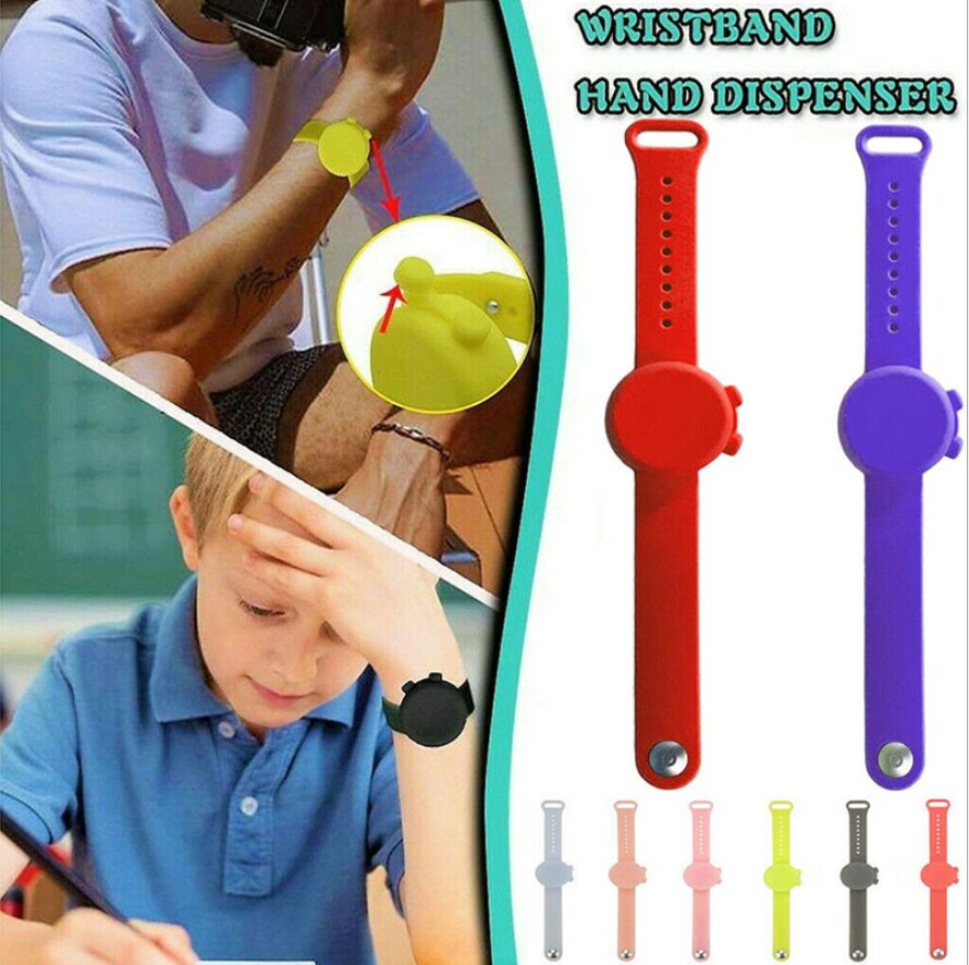Herbruikbare polsbandjes handdispenser draagbare armband volwassenen kinderen vloeibare handdesinfectiemiddel dispenser siliconen armband met fles