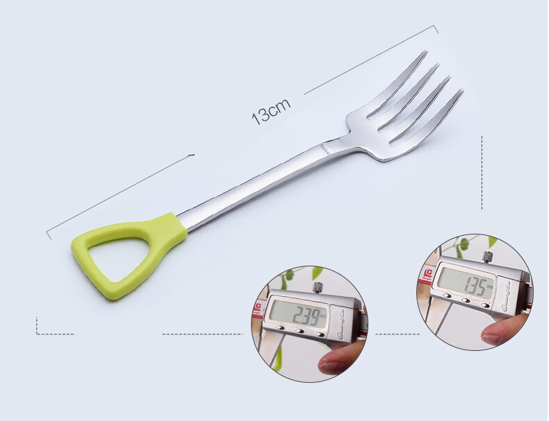 Long Handle Tea Spoons for Kids Stainless Steel Spoon Fork Shovel Shape Coffee Ice Cream Soup Dessert Honey Spoon: Small For