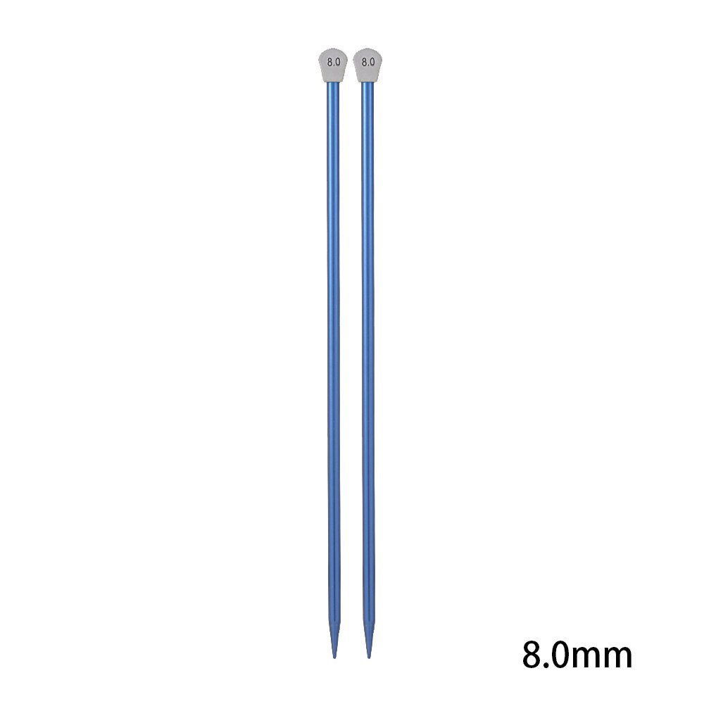 2Pcs/set 35cm Single Pointed Knitting Needles Long Aluminum Straight Pins DIY Weaving Tool Sweater Scarf Needle Pin 2.0-12mm: 8.0mm