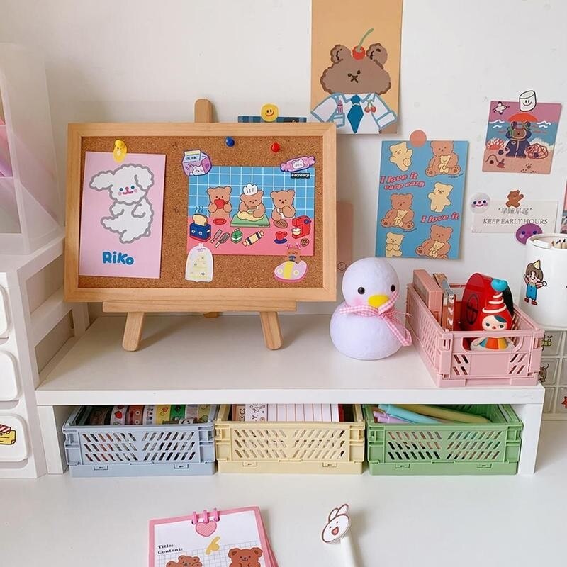 Plastic Collapsible Crate Folding Storage Basket Stackable Container Organizing Bins For Storage Home Office Kitchen Bathroom