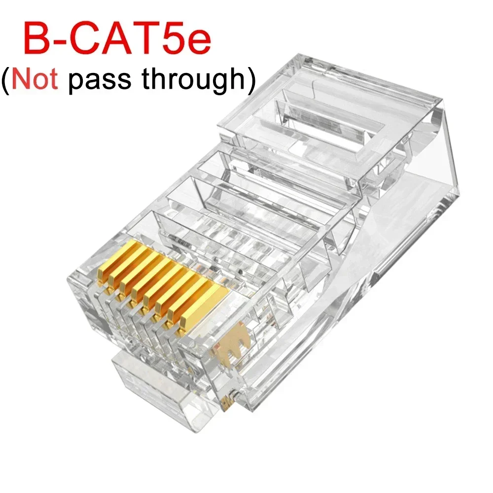 1-50Pcs RJ45 CAT6 CAT5e Pass Through Connectors Crystal End Gold-Plated 8P8C Crimp UTP Standard Ethernet Network Modular Plug: WHITE / 1.2m