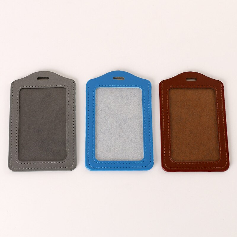2pcs Pu Leather Card Holder ID Badge Case Credit Card Bank Card Storage Holder Certificate Set Office Stationery Random Color
