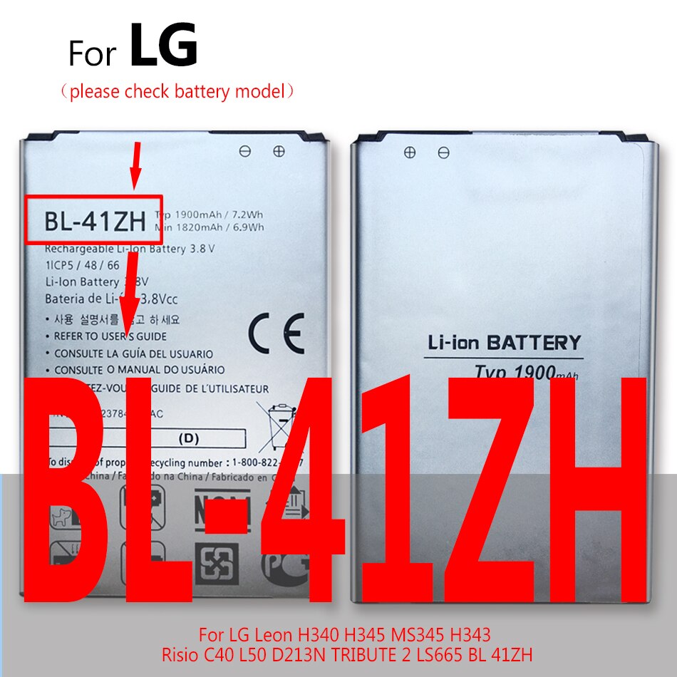 Batterie Für LG Leon Tribut 1 2 5/K4 K7 K8 K10 K20 K30 Plus / V10 V20 V30 v40 V50 ThinQ LS675 D213 H340 L33 X210 BL-46ZH: BL-41ZH