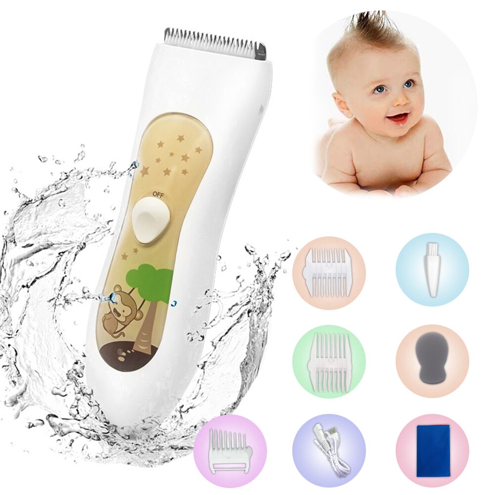 Cartoon USB Charge Baby Electric Hair Clipper Rechargeable Waterproof Hair Trimmer Clipper For Baby & Children Haircut Home-use