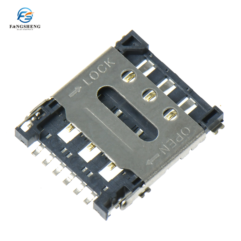 10 pièces de porte-carte NANO EpiCard 1.5H 6P 6PIN, connecteur à rabat, micro fente pour téléphone portable