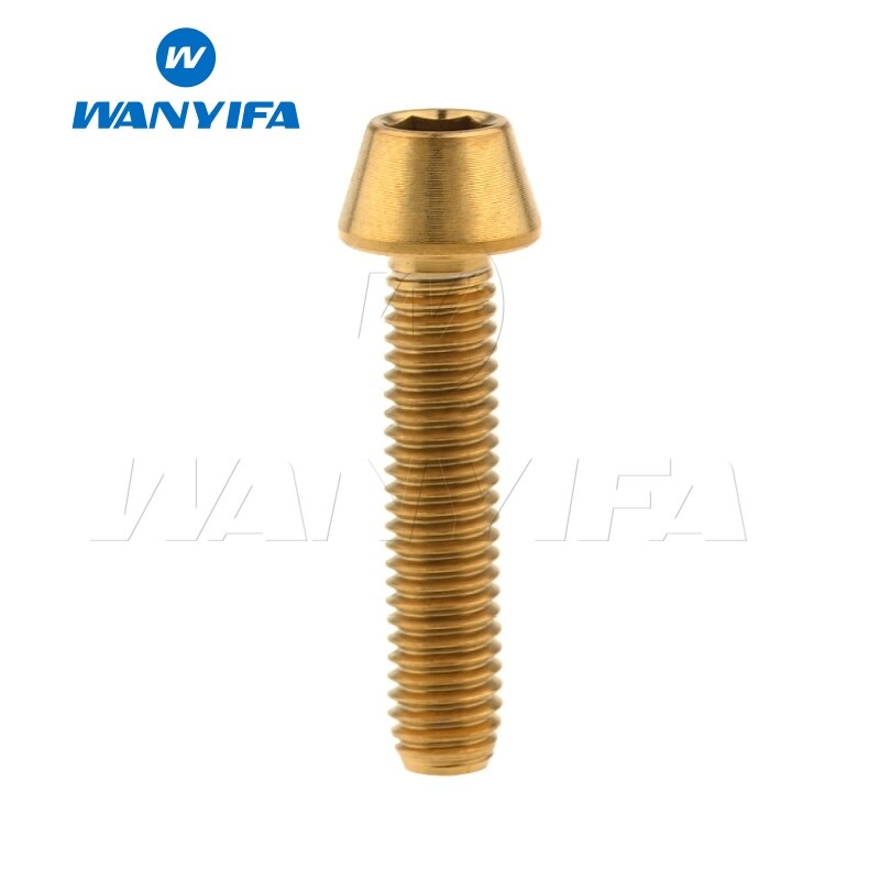 Wanyifa Titanium Ti Bolt Screw Conical Tapered Head Bolt for Bicycle Headset M6 x 20 25 30 35mm: M6x25mm Golden
