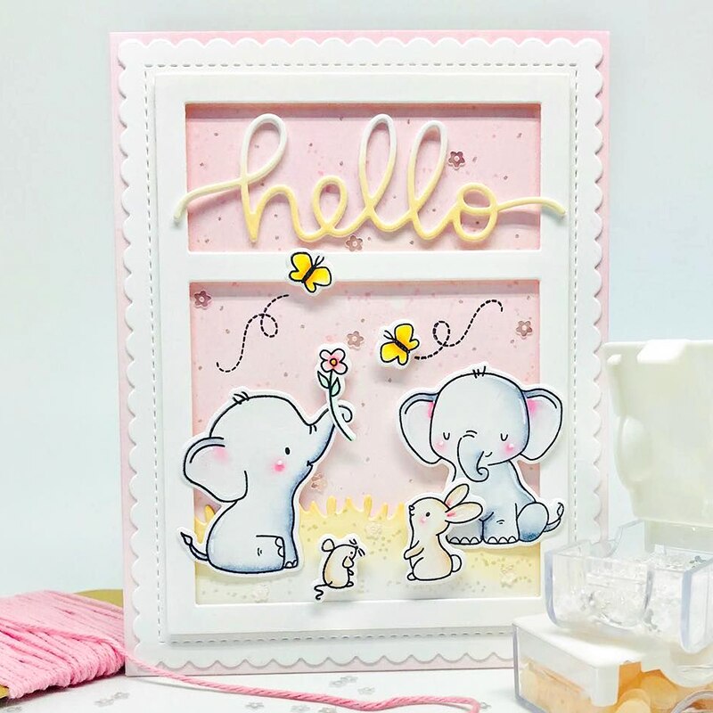 AHcraft Olifant Vrienden Stempel en Metalen Stansmessen voor Fotoalbum Decoratieve Embossing Silicone Clear Stamps winter