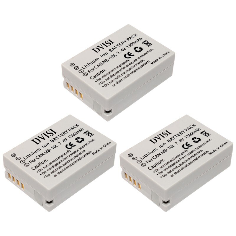 Dvisi 7.4v 1300 mah nb -10l batterier  nb 10l kamerabatteri för canon  sx40 hs sx40hs sx50 hs sx50hs g1 x g1x g15 g16 sx60 hs g3x