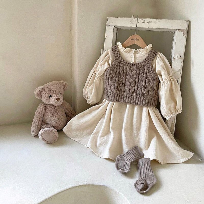 Gilet tricoté sans manches pour filles, chandails pour enfants, Tops tricotés de Style coréen, printemps automne 2022