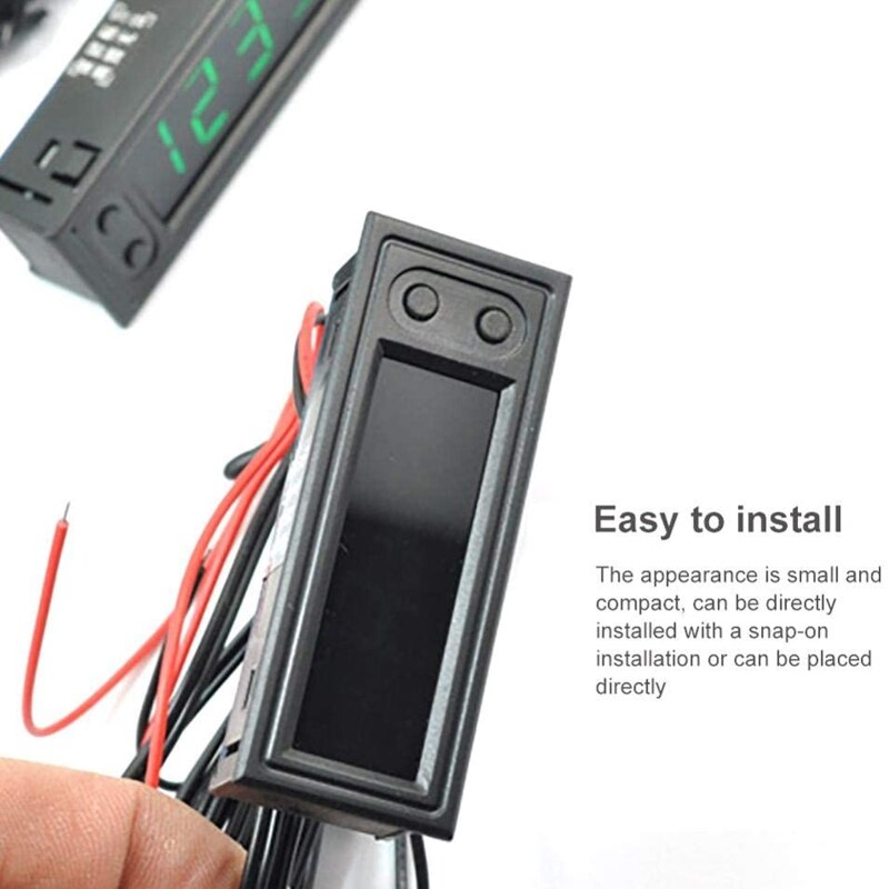 Thermomètre électronique 3 en 1 12V, horloge, voltmètre, écran LCD, affichage numérique LED, réglage de la luminosité, K0AF