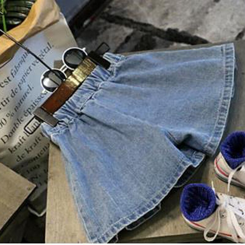 Flicka tutu kjolar sommar bebis flicka kjol söta barn denim modis knapp jeans kjol culottes korta barnkläder