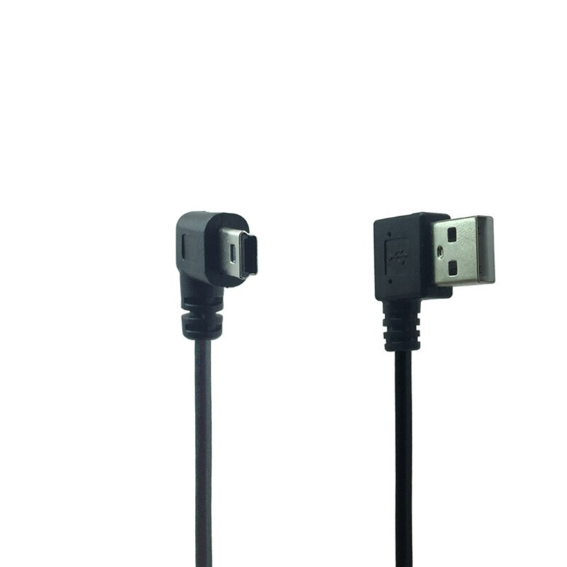 Mini USB macho 90 grados izquierda en ángulo a USB macho en ángulo recto Cable sincronizar datos carga 0,2 m