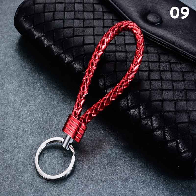 Fatti a mano Intrecciato PU Portachiavi In Pelle Catena Chiave Portachiavi In Metallo Portachiavi Auto Portachiavi Anello chiave Dell'automobile Chiave Pendente Del Sacchetto Accessori Anello: 9