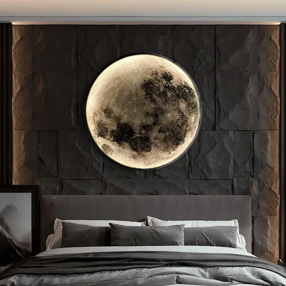 Lámpara de pared LED moderna, iluminación interior para dormitorio, sala de estar, accesorio de decoración del hogar, lámparas de decoración de Luna