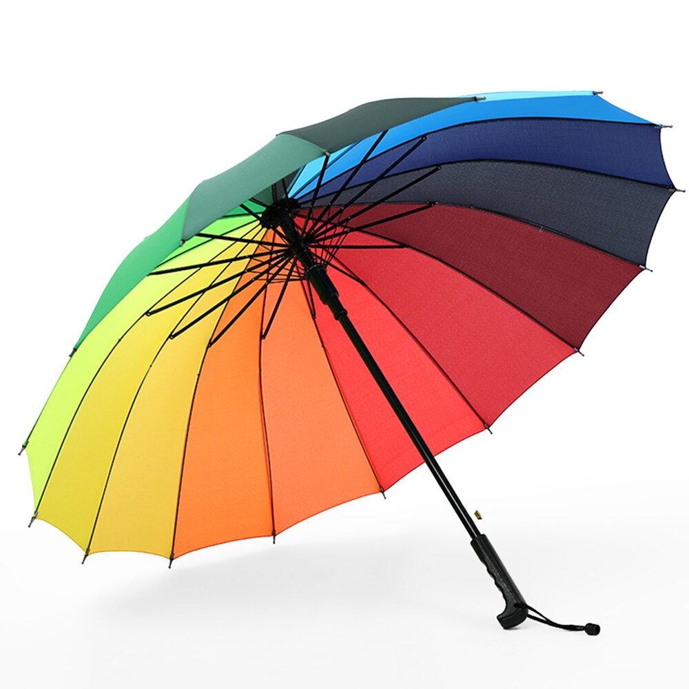 Rainbow Umbrella Rain Women Colorful Long Handle Umbrellas 16K Windproof Travel Light Guarda Chuva Golf Clear Umbrella
