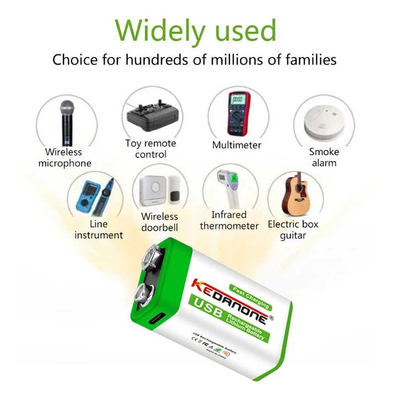 12800mAh 9V Li-ion Rechargeable Battery Micro USB Batteries 9V Lithium For Multimeter Microphone Toys Remote Control KTV