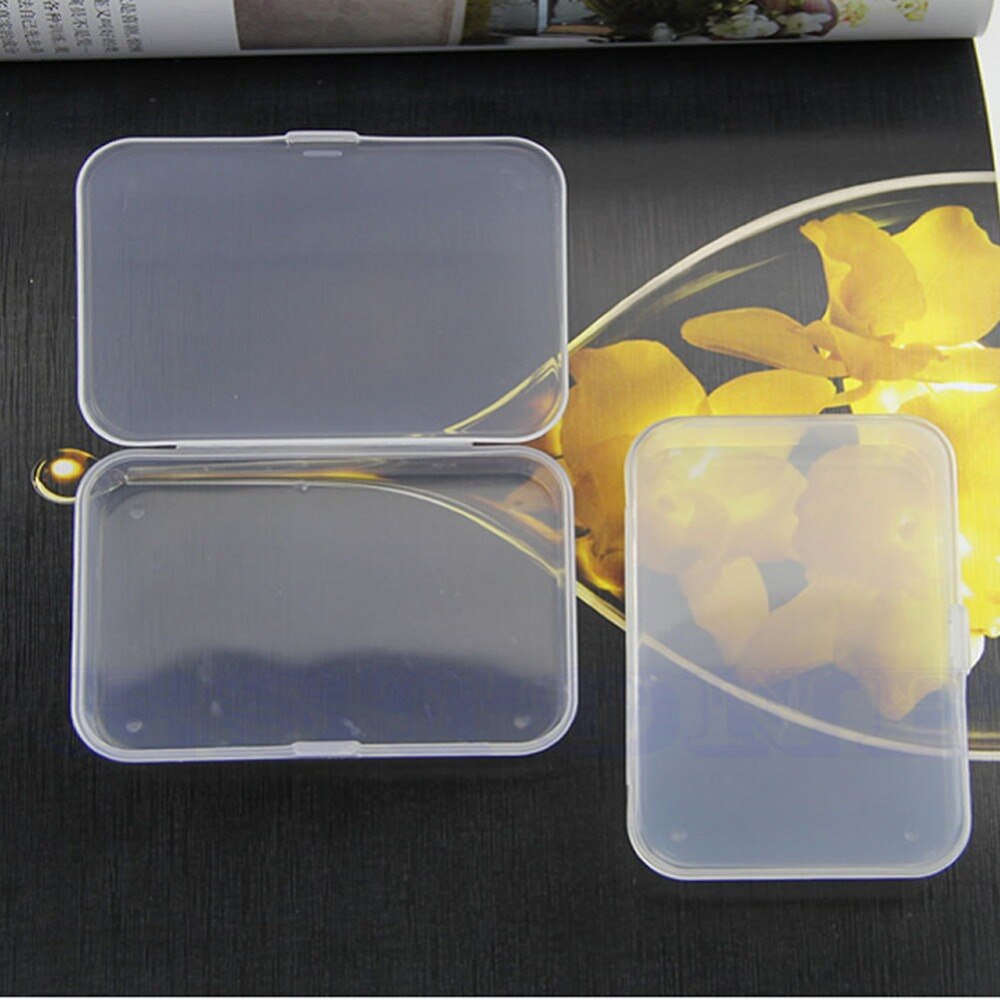 2x Plastic Clear Transparent With Lid Storage Box Collection Container Case