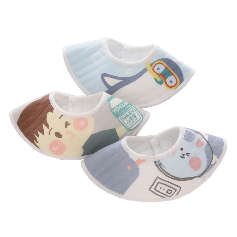 3pcs/lot Newborn Infant Baby Bids Adjustable Boys Girls Soft Breathable Cotton Animal Print Cute Feeding Bibs Baby Boy Stuff: 2