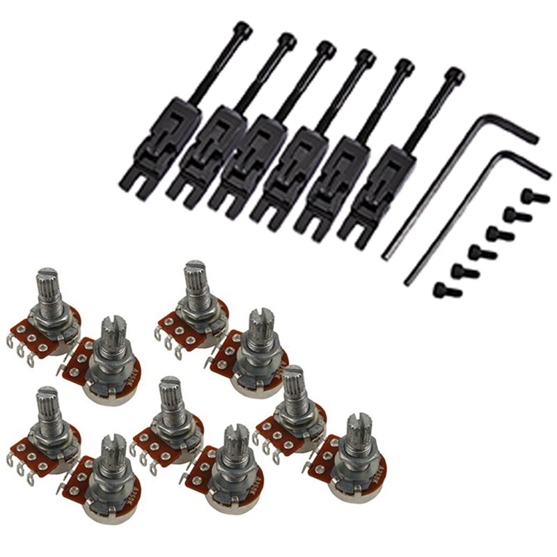 10X Guitar Small Size Pots A250K Potentiometers &amp; 6Pcs Metal Guitar Locked String Saddles For Floyd-Rose Tremolo Bridge