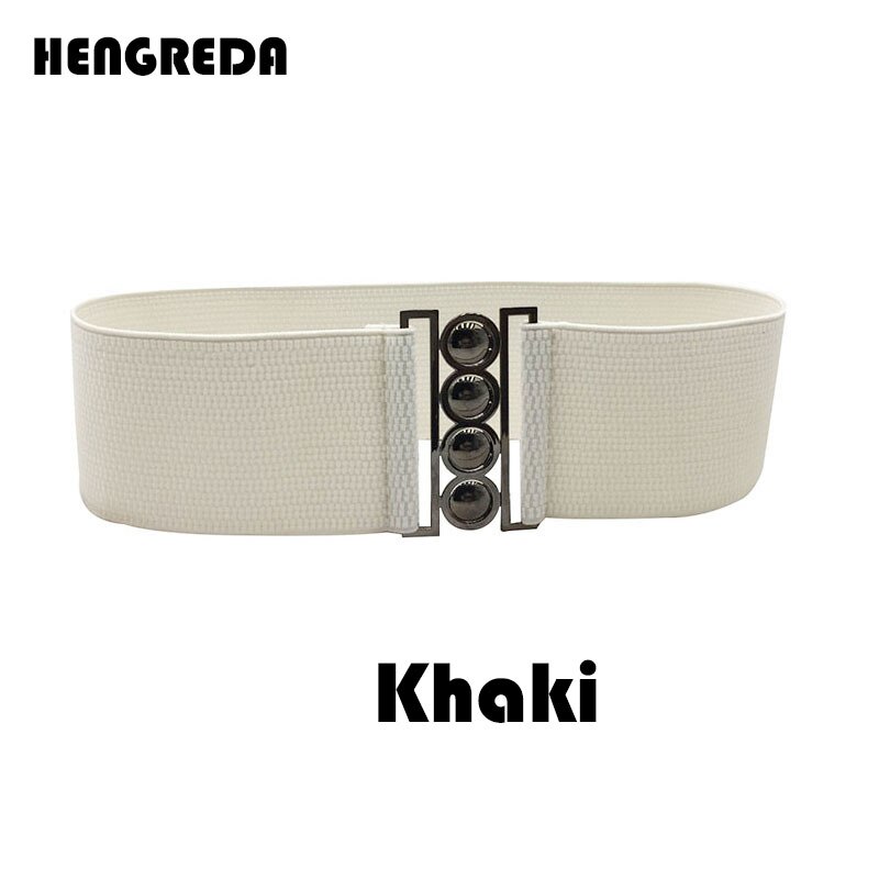 Elastic Belt for Dress Women Waist Belt hengreda Stretch Elastic Wide Corset Waist by Metal Buckle for Skrit Pants: Beige