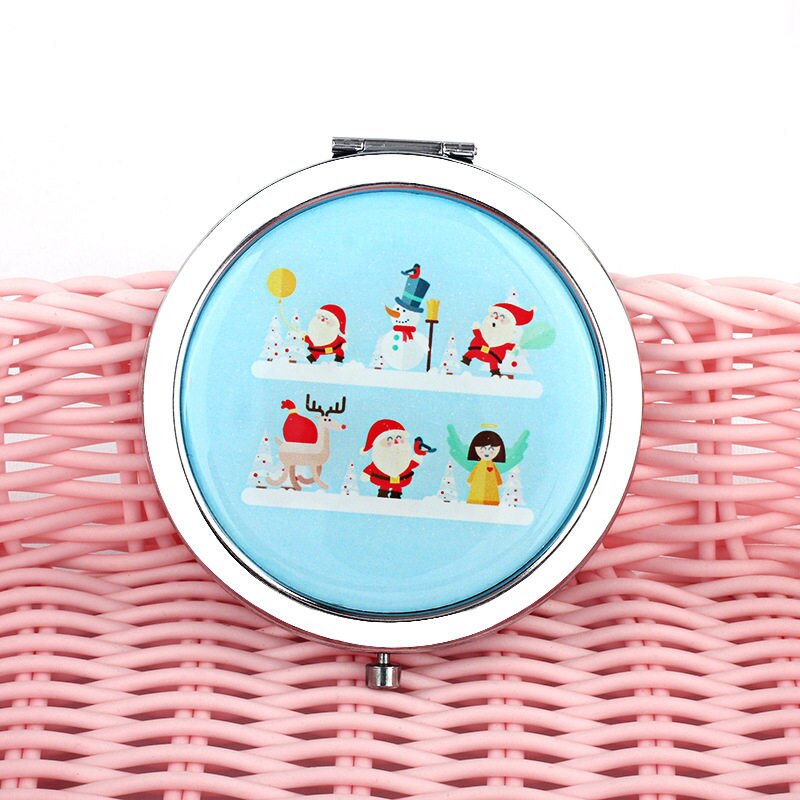 Mini tosidet spejllomme rundt spejl bærbart rensdyr flamingo spejl forfængelighedsspejl vintage makeup værktøj rejsetilbehør: 11