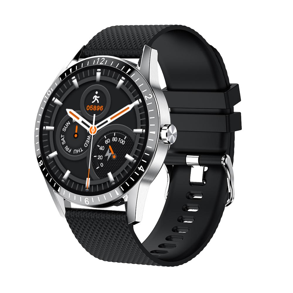 Montre connectée Y20 pour hommes, entièrement tactile, prise en charge des appels Bluetooth, moniteur de fréquence cardiaque, pour téléphone Android IOS PK G20: Silver Black Silica