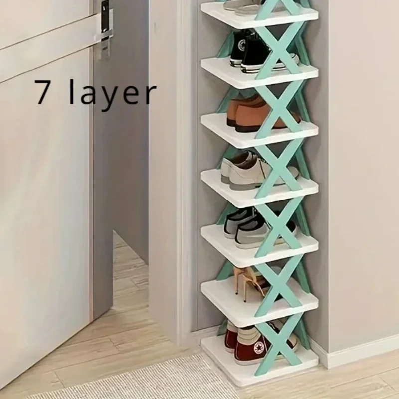 2-9 Tiers Vertical Shoe Rack with Shoe Bags, Adjustable Narrow Shoe Storage Organizer, Space Saving Stackable Tower Shelf: Light Grey