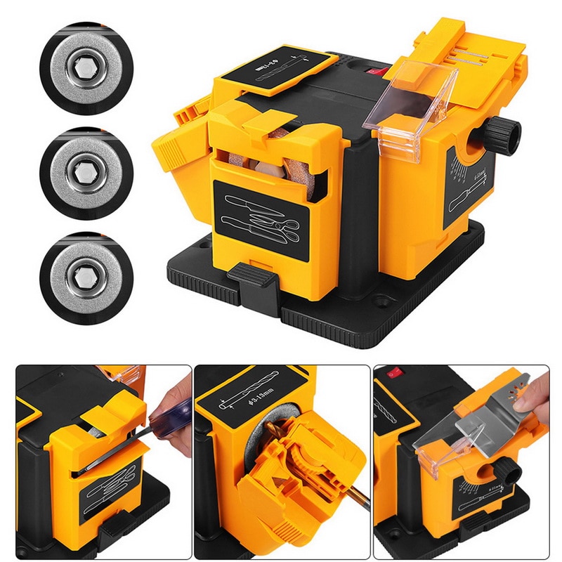 96W/65W 3 in1 Multifunction Knife Sharpener Electric Drill Sharpening Machine Kitchen Knife Sharper Grinding Sharpener US EU