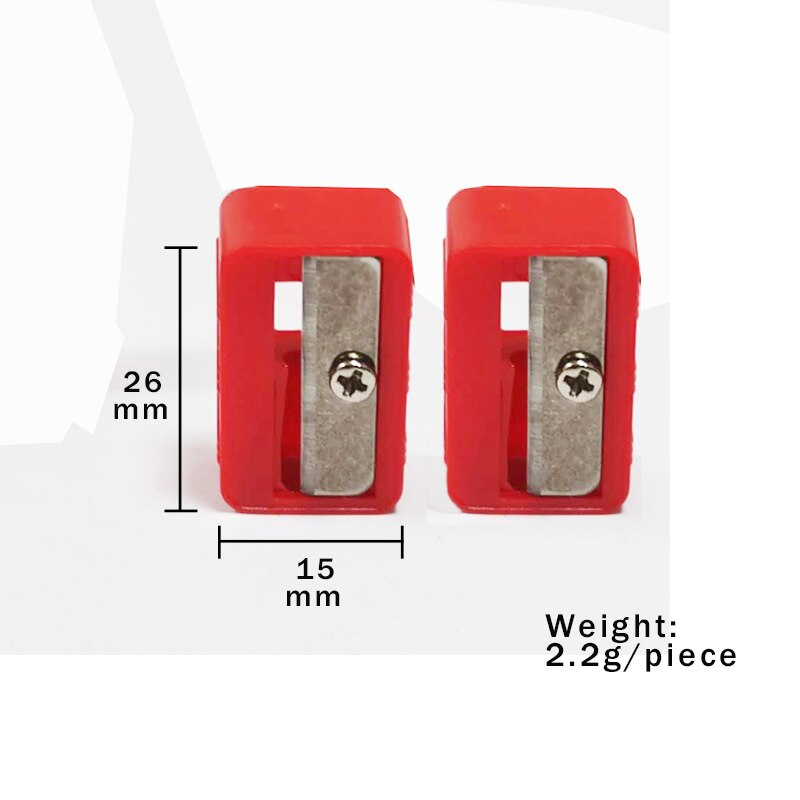 Plast mini röd pennvässare ett hål studenter brevpapper rektangel skärkniv liten manuell pennvässare: 2 st