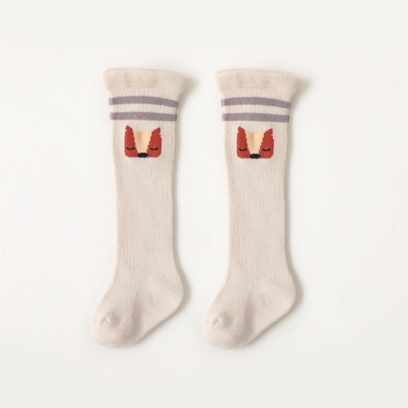 Calzini lunghi per bambini autunno inverno cartone animato striscia animale ginocchio alto neonato ragazza ragazzo calzini da pavimento calzino per bambini in morbido cotone: beige
