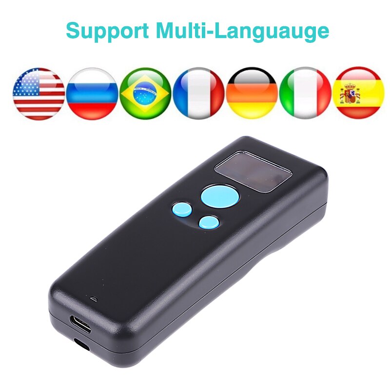 Holyhah Mini Scanner di codici a barre USB cablato Bluetooth Wireless 1D 2D QR PDF417 lettore di codici a barre per iPad iPhone Tablet PC Android