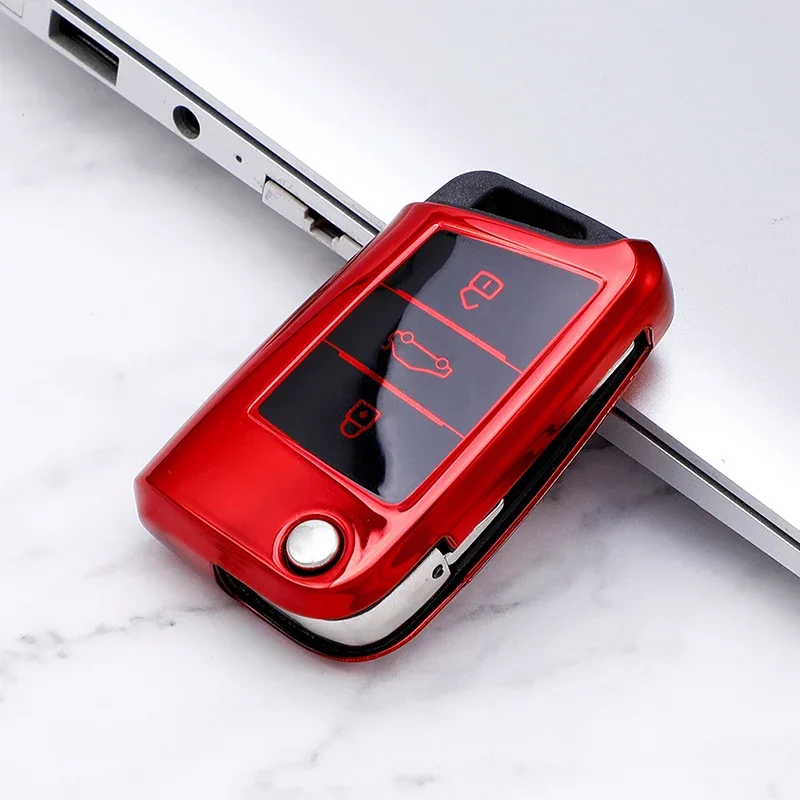 Funda suave de TPU para llave de coche Volkswagen, VW Golf 7 Mk7 Seat Ibiza Leon FR 2 Altea Aztec para Skoda Octavia: Rojo