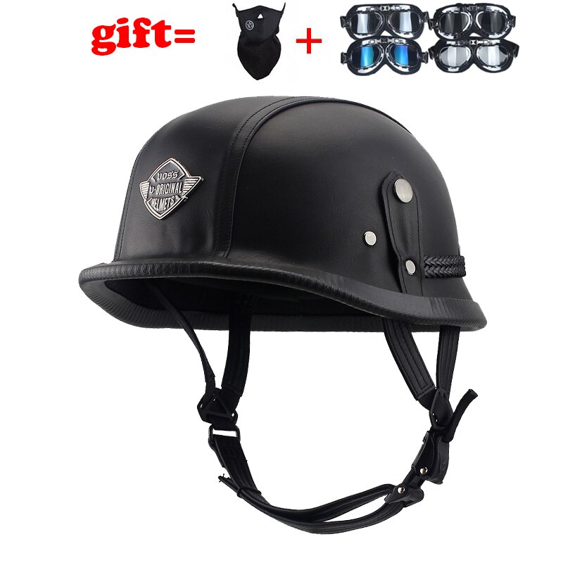 Imitation World War II German Helmet Style Open Face Half Leather Helmet Moto vintage Motorbike Vespa camouflage