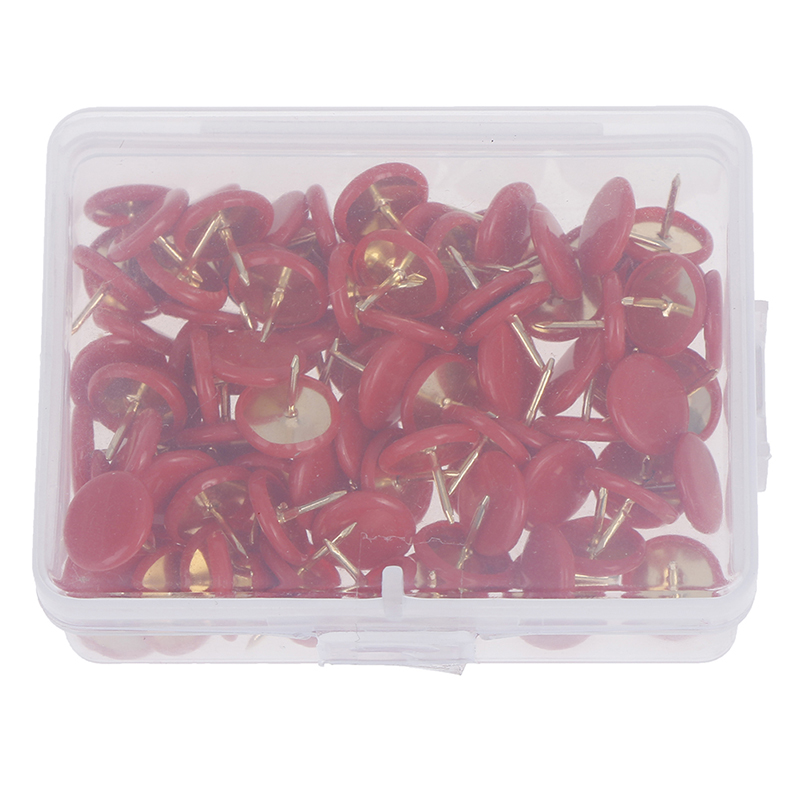 100pcs Round Shape Push Pins Thumb Tacks Notice Board Cork Paper Map Thumb Tacks Point Office binding supply: RD