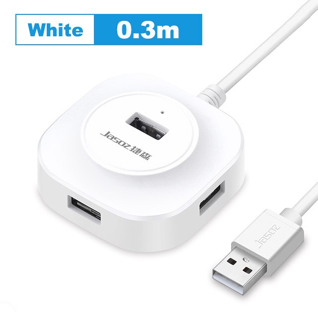 Jasoz USB 2.0 HUB 4-Port Expander Adapter With Micro USB Charge Power Port Multi USB Splitter For Hard Disk PC Mouse Keyboard: White 0.3m