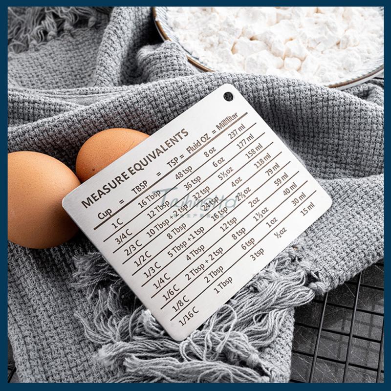 Stainless Steel Cooking Baking Kitchen Spoon Magnetic Mount Scale Plate Durable Pastry Conversion Chart Tool Home Measuring Cups