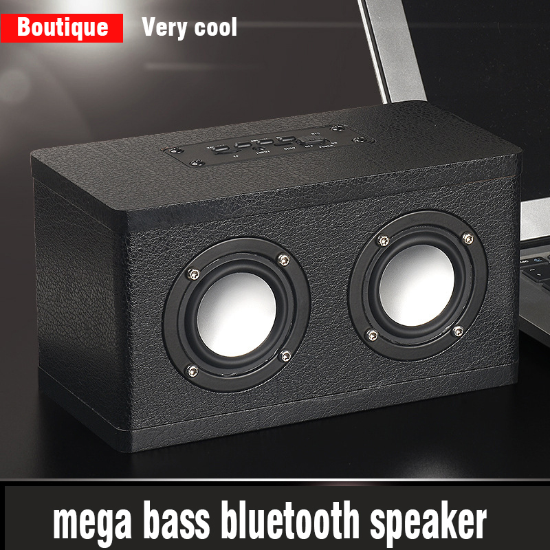 Holz und leder Bluetooth lautsprecher Stereo hyper Bass hohe Treue HiFi wirkung volle frequenz doppel lautsprecher drahtlose musik spielen