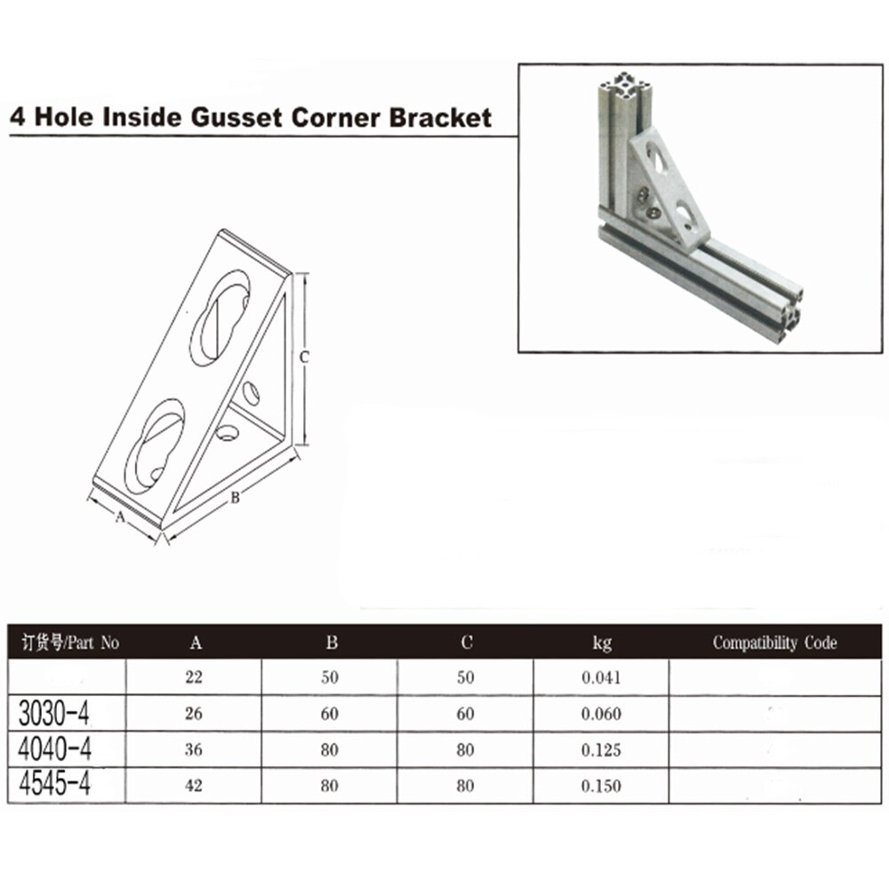 1 piece Triangular type 4/8 hole 4040/4545/6060/8080/9090 connector Corner Angle Bracket Connection Joint for Aluminum Profile