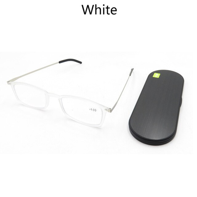 Dünne Anti-Blau Strahl Lesebrille Tragbare Platz Tr90 Brille Brillen Mit Telefon Magnetische fallen Brillen Rahmen Männer Frauen + 2: Weiß / +200